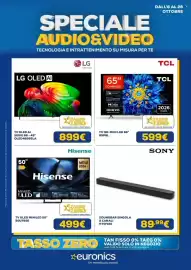 Volantino Euronics Pagina 1: Sony soundbar singola 2 canali €89,99, TV ULED MINILED 50" 50U79SE €499,00