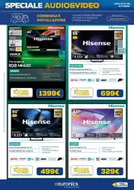 Volantino Euronics Pagina 12: Hisense Smart TV QLED 43" 4K €329,00, Hisense Smart TV ULED MiniLED 50" 4K €499,00