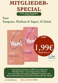 LPG Biomarkt Prospekt woche 41 Seite 18: Yoni Tampons €1,99