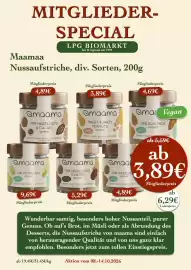 LPG Biomarkt Prospekt woche 41 Seite 16: Omaama Sweet & Salty Peanuts spread €3,89, Omaama 70% Hazelnuts & Cacao spread €4,89