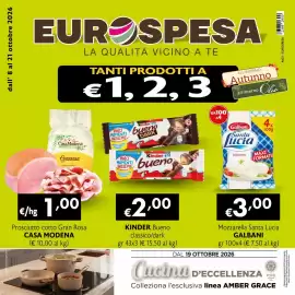Volantino Eurospesa Pagina 1: Mozzarella Santa Lucia Galbani €3,00, Kinder Bueno classico/dark €2,00