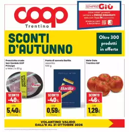 Volantino Coop Trentino Pagina 1: Pasta di semola Barilla assortita €0,59, Mele Gala Trentino IGP €1,29