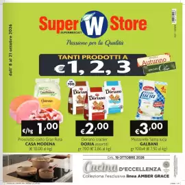 Volantino SuperW Pagina 1: Doriano cracker DORIA assortiti €2,00, Mozzarella Santa lucia GALBANI €3,00