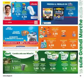 Volantino Interspar Pagina 13: Konz. Weichspüler Fiori Bianchi 50 Wäschen €3,19, Winni's Piatti Concentrato €2,29