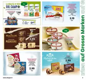 Volantino Interspar Pagina 3: Kinder fetta al latte €3,19, Coppa d'Oro amarena Fabbri o cioccolato Sammontana €2,99