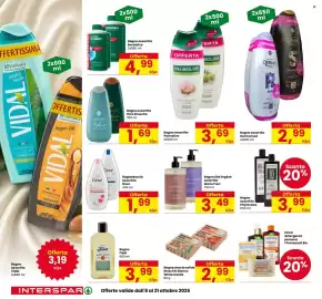 Volantino Interspar Pagina 8: Bagno Old English assortito Mario Fissi €3,49, Bagnodoccia assortito Dove €1,99