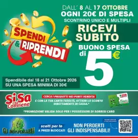 Volantino Quick Sisa Pagina 9: DALL' 8 AL 17 OTTOBRE OGNI 20€ DI SPESA SCONTRINO UNICO E MULTIPLI SPENDI & RIPRENDI