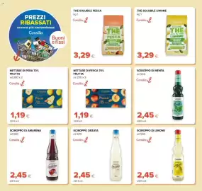 Volantino Tigre Pagina 28: Sciroppo di menta Consilia €2,45, Nettare di pesca 70% frutta Consilia €1,19