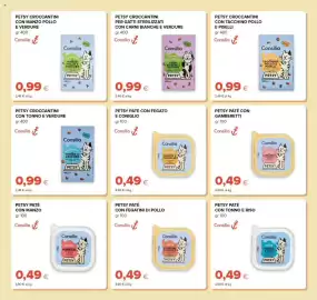 Volantino Tigre Pagina 35: Petsy croccantini con tonno e verdure Consilia €0,99, Petsy paté con gamberetti €0,49