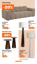 Kwantum folder Pagina 10: Bijzettafel Latera €56,00, Vloerlamp Naos €129,00