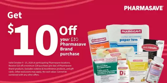 Pharmasave flyer week 41 Page 9: Pharmasave brand purchase €30,00