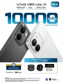 Chatz Connect brochure Page 4: vivo V80 Lite 5G NEW 10000 mAh BlueVolt Battery Sony Main Camera IP68 & IP69 Dust and Water