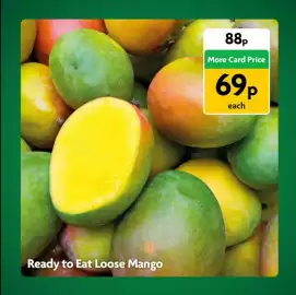 Morrisons leaflet Page 2: Ready to Eat Loose Mango €0,69