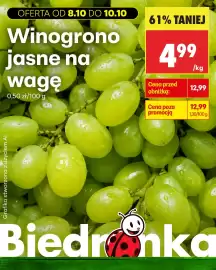Biedronka gazetka Strona 2: Grafika stworzona z użyciem Al. OFERTA OD 8.10 DO 10.10 Winogrono jasne na wagę 0,50 zł/100 g