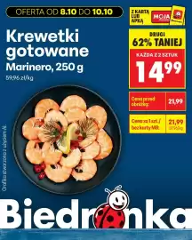 Biedronka gazetka Strona 7: Grafika stworzona z użyciem Al. OFERTA OD 8.10 DO 10.10 Krewetki gotowane Marinero, 250 g 59,96
