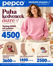 Pepco akciós újság hét 41 Oldal 1: Bolyhos női zokni €1.400,00, Kutyamintás pulóver €3.600,00