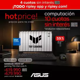 Catálogo Ripley Página 5: Notebook asus tuf gaming f16 intel core 5 €619.990,00