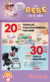 Catálogo Woolworth Página 1: Baby soft - toallitas húmedas €31,92, Silla alta infantil 6 en 1 €1.581,93