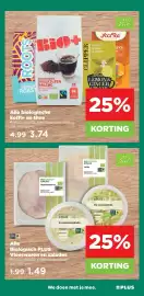 PLUS folder week 42 Pagina 27: Alle biologische koffie en thee €3,74, Alle biologisch plus vleeswaren en salades €1,49