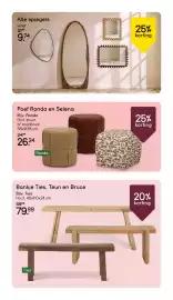 Leen Bakker folder week 42 Pagina 20: Alle spiegels €9,74, Bankje Ties, Teun en Bruce €79,99