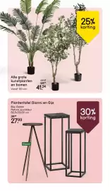 Leen Bakker folder week 42 Pagina 21: Alle grote kunstplanten en bomen €41,24, Plantentafel Gianni en Gijs €27,99