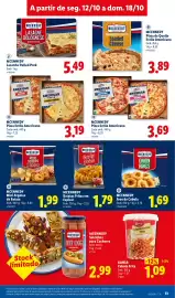 Folheto Lidl semana 42 Página 13: Pizza Estilo Americano €3,69, Mcennedy batatas fritas em espiral €1,79
