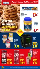 Folheto Lidl semana 42 Página 14: Mcennedy preparado para milkshake €2,79, Dr pepper refrigerante €0,64