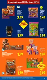 Folheto Lidl semana 42 Página 19: Halloween gomas ácidas party mix €3,99, Marshmallow Pop €1,49