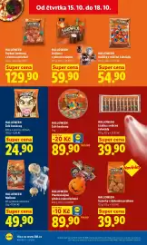 Lidl leták Strana 32: HALLOWEEN Kuličky z mléčné čokolády €54,90, HALLOWEEN Žvýkací bonbony s ovocnou příchutí €129,90