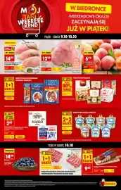 Biedronka gazetka Strona 1: Kiełbasa Żywiecka Kraina Wędlin €9,45, Borówka amerykańska €14,99