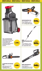 XL-BYG tilbudsavis Side 24: Worx teleskophækkeklipper 20v €629,00, Worx løvblæser 20v €349,00