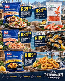 Take 'n Pay catalogue Page 6: Sea Harvest Seafood Mix R3999 SEA HARVEST SEAFOOD MIX 400G Crab FLAVOURED 99 STICKS R34 99