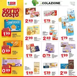 Volantino Sisa Pagina 12: Ferrero Kinder Brioss Latte e Cacao €2,49, Bauli mini croissant cacao/crema/albicocca €0,79