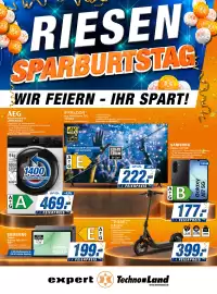 Expert Techno Land Prospekt woche 41 Seite 1: RIESEN SPARBURTSTAG WIR FEIERN - IHR SPART! AEG Waschmaschine LR6FL940EX •