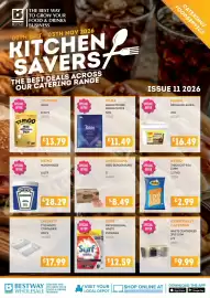 Bestway leaflet Page 1: Ty-phoo gold €13,79, Surf professional white €12,59