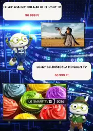 BestByte akciós újság Oldal 2: LG 43" 43AU731COLA 4K UHD Smart TV 96 999 Ft 8070 325 896 A60 200 (SPIC FC-K ARC ddt err M&N