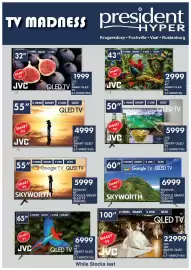 President Hyper catalogue Page 1: JVC SMART QLED TV €2.999,00, JVC SMART QLED TV €5.999,00