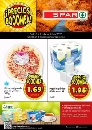 Folleto SPAR semana 42 Página 1: Pizza refrigerada jamon y queso €1,69, Spar - papel higiénico €1,95