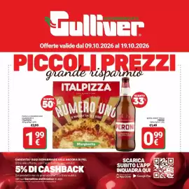 Volantino Supermercati Gulliver Pagina 1: Pizza la numero uno Margherita Italpizza €1,99