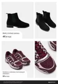 Sinsay gazetka Strona 5: Sneakersy z siateczką i kontrastowymi wstawkami €59,99, Botki z imitacji zamszu €49,99