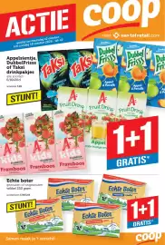 Coop folder week 42 Pagina 1: Echte Boter €3,69, Appelsientje, DubbelFrisss of Taksi drinkpakjes €3,85