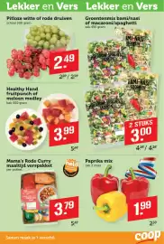 Coop folder week 42 Pagina 5: Pitloze witte of rode druiven €2,49, Mama's Thaise rode curry €3,79