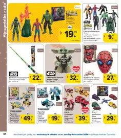 Carrefour folder | Speelgoed Pagina 44: Elektronisch laserzwaard €22,95, Elektronisch masker €27,95