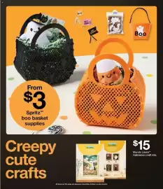 Catálogo Target semana 42 Página 5: From $3 Spritz™ boo basket supplies Boo HEY GHOUL HAPPY BALLOWEEN WHATE Boo Creepy cute