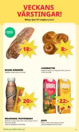 Tempo reklamblad vecka 42 Sida 4: Bravo lussekatter €22,00, Barebells milkshake proteinbars €20,00