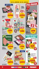 PENNY akciós újság hét 42 Oldal 5: Kőrishegyi Sonka €3.290,00, KARÁT Sertéssonka €399,00