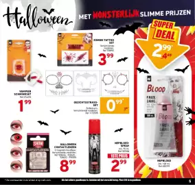 Trafic folder Pagina 5: Halloween contactlenzen €8,99, Nepbloed-spray €2,99