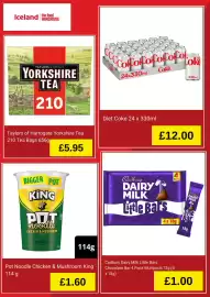 Homebase catalogue Page 3: Pot Noodle Chicken & Mushroom King €1,60, Cadbury dairy milk little bars €1,00