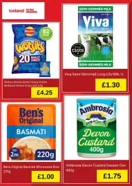 Homebase catalogue Page 5: Ambrosia devon custard dessert can €1,75, Viva Semi-Skimmed Long-Life Milk €1,30