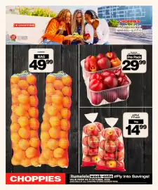Choppies catalogue Page 15: Plum or Nectarine €29,99, RED APPLES €14,99